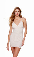 UNK-84017. Short, V-neck, Straight, Strappy Back image 2