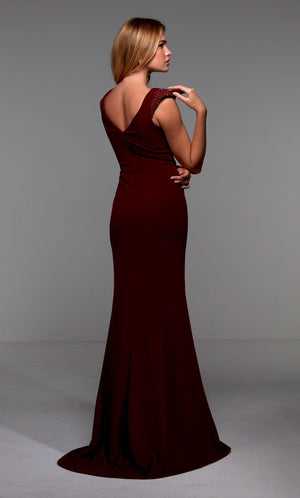 UNK-27539. Long Tight Sexy Dresses, High Neck, Fit N Flare image 3