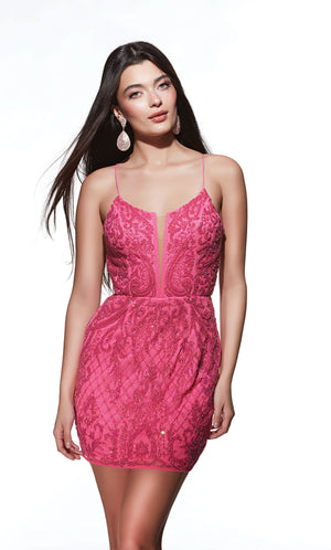 UNK-4842. Short, Plunging Neckline, Straight image 2