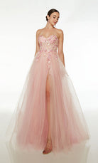 UNK-61536. Long, Strapless, A-line, Lace-up Back image 0