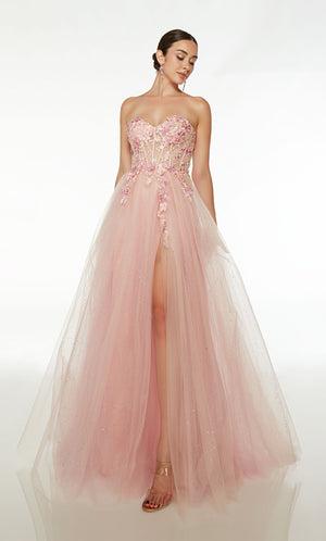 UNK-61536. Long, Strapless, A-line, Lace-up Back image 0