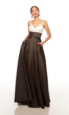 UNK-1764. Long, V-neck, A-line, V Shaped Back image 0