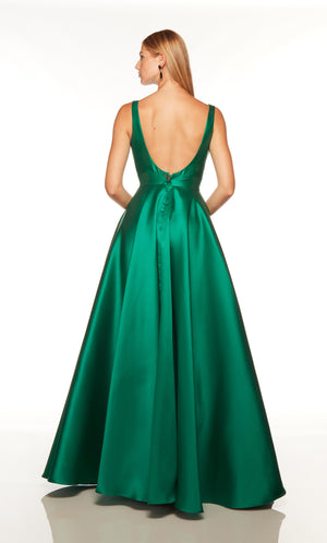 UNK-1757. Long, Plunging Neckline, A-line, Open Back image 1