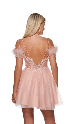 UNK-3129. Short, Off The Shoulder, A-line, Strappy Back image 1