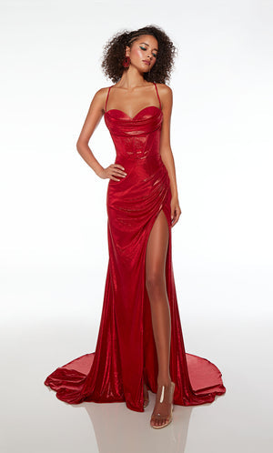 UNK-61490. Long, Sweetheart/Cowl Neckline, Fit N Flare, Strappy Back image 1