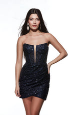 UNK-4827. Short, Strapless, Straight, Lace-up Back image 5