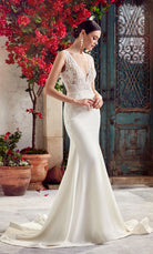 UNK-Wedding Dress: 7016. Long, Plunging Neckline, Fit and Flare image 0