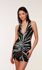 UNK-4655. Short, Halter Neckline, Straight, Open Back image 3