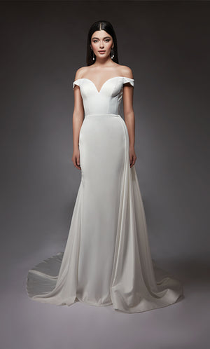 UNK-7098. Long, Off The Shoulder, Fit N Flare image 3