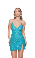 UNK-4643. Short, V-neck, Straight, Open Back image 1