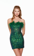 UNK-4637. Short, Strapless, Straight, Lace-up Back image 2