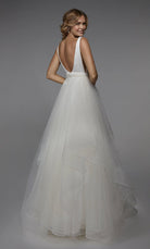 UNK-7022. Long Bridal Gown, Plunging Neckline, Ball Gown image 1