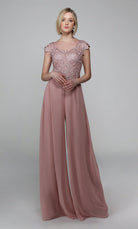 UNK-27488. Long Formal Playsuit, Illusion Neckline, Jumpsuit image 5