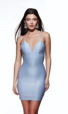 UNK-4855. Short, V-neck, Straight, Strappy Back image 0