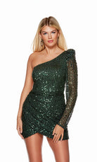 UNK-4790. Short, One Shoulder, Straight, Strappy Back image 0