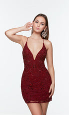 UNK-4510. Short, Plunging Neckline, Straight image 0