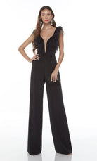 UNK-1707. Long Jumpsuit, Plunging Neckline, Jumpsuit image 0