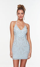 UNK-4506. Short, V-neck, Straight, Strappy Back image 6