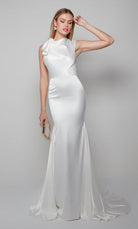 UNK-7067. Long, High Neck, Fit N Flare, Closed Back image 2