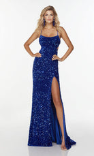 UNK-61186. Long Cut Out Dress, Scoop Neck, Straight image 6