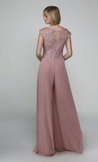 UNK-27488. Long Formal Playsuit, Illusion Neckline, Jumpsuit image 6