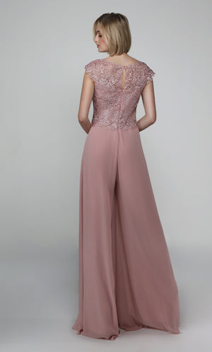 UNK-27488. Long Formal Playsuit, Illusion Neckline, Jumpsuit image 6