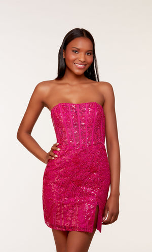 UNK-4616. Short, Strapless, Straight, Lace-up Back image 4
