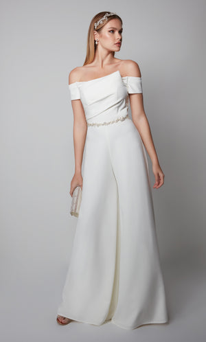 UNK-70014. Long, Off The Shoulder, Jumpsuit image 7