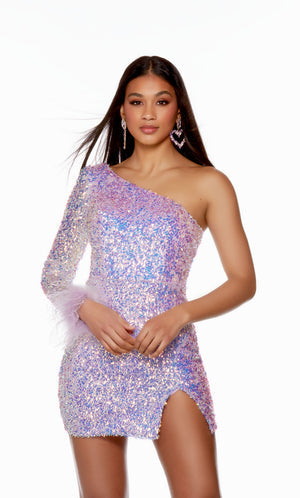UNK-4752. Short, One Shoulder, Straight, Closed Back image 2