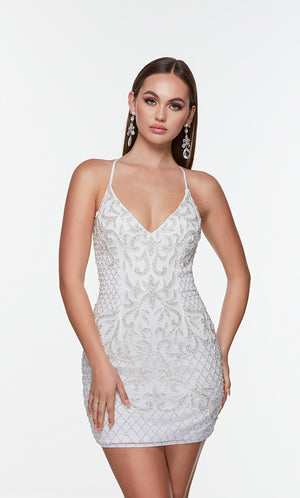 UNK-4506. Short, V-neck, Straight, Strappy Back image 0
