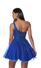 UNK-3150. Short, One Shoulder, A-line, Closed Back image 3