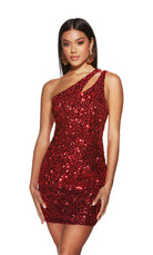UNK-4913. Short, One Shoulder, Straight, Lace-up Back image 2