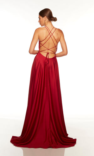 UNK-1748. Long, Plunging Neckline, A-line, Strappy Back image 4