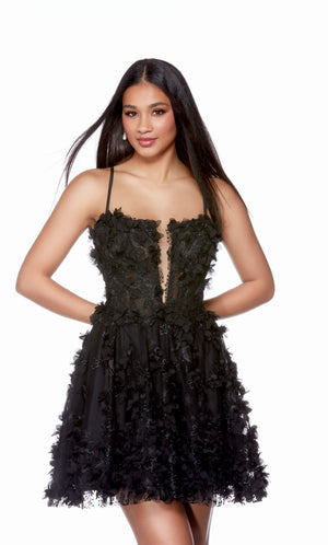 UNK-3171. Short, Plunging Neckline, A-line image 0