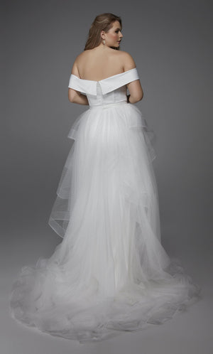 UNK-Wedding Dress: 7020. Long, Off The Shoulder, Fit N Flare image 6