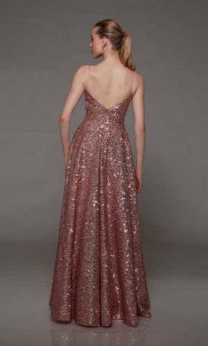 UNK-1792. Long, V-neckline, A-line, V-shaped Back image 1