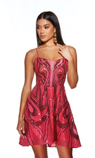 UNK-3778. Short, Plunging Neckline, A-line image 0