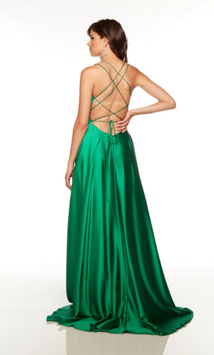 UNK-1748. Long, Plunging Neckline, A-line, Strappy Back image 7