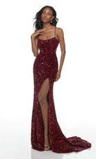 UNK-61186. Long Cut Out Dress, Scoop Neck, Straight image 11