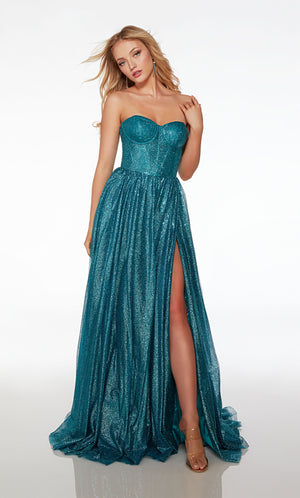 UNK-61601. Long, Strapless, A-line, Lace-up Back image 0