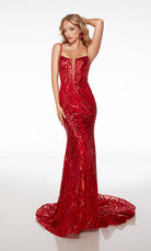 UNK-61565. Long, Plunging Neckline, Fit N Flare image 5