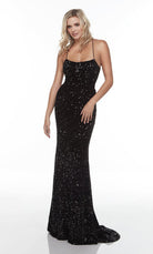 UNK-61181. Long Strappy Back Dress, Square Neckline, Straight image 3