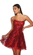 UNK-3773. Short, Strapless, A-line, Lace Up Back image 8