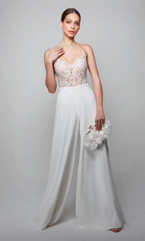 UNK-70017. Long, V-neck, Jumpsuit, Closed Back image 4