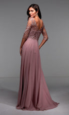 UNK-27475. Long Chiffon Dress, Illusion Neckline, Flowy image 5
