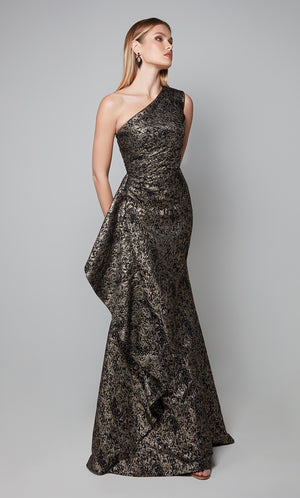 UNK-27620. Long, One Shoulder, Fit N Flare, Closed Back image 5