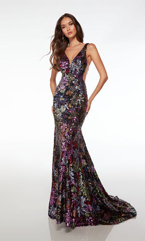 UNK-61667. Long, Plunging Neckline, Fit N Flare image 0