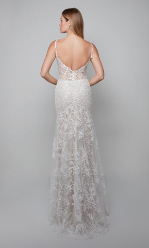 UNK-7077. Long, Plunging Neckline, Fit N Flare image 4