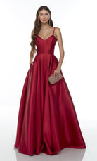 UNK-1716. Long Mikado Dress, Sweetheart Neckline, A-line image 0