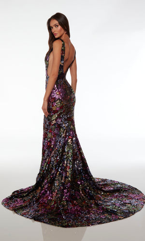 UNK-61667. Long, Plunging Neckline, Fit N Flare image 1